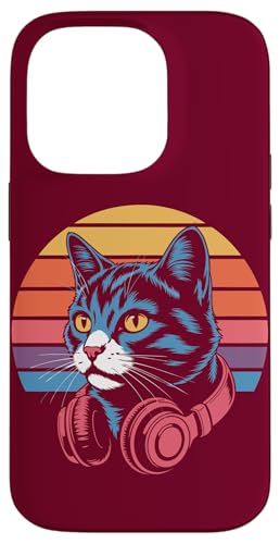 Vintage Cat Kopfhörer DJ Cat Hülle für iPhone 14 Pro von Cat Lover Gifts & Tees