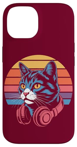 Vintage Cat Kopfhörer DJ Cat Hülle für iPhone 14 von Cat Lover Gifts & Tees