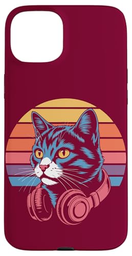 Vintage Cat Kopfhörer DJ Cat Hülle für iPhone 15 Plus von Cat Lover Gifts & Tees