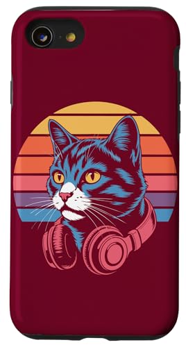 Vintage Cat Kopfhörer DJ Cat Hülle für iPhone SE (2020) / 7 / 8 von Cat Lover Gifts & Tees
