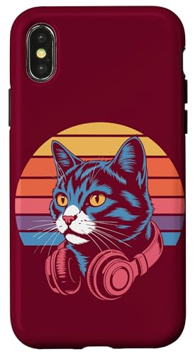 Vintage Cat Kopfhörer DJ Cat Hülle für iPhone X/XS von Cat Lover Gifts & Tees