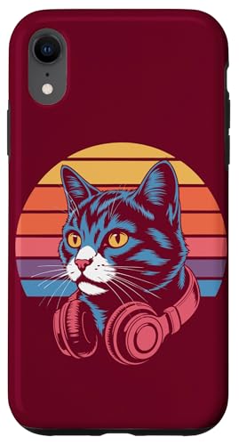 Vintage Cat Kopfhörer DJ Cat Hülle für iPhone XR von Cat Lover Gifts & Tees