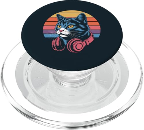 Vintage Cat Kopfhörer DJ Cat PopSockets PopGrip für MagSafe Vintage Cat Kopfhörer DJ Cat PopSockets PopGrip für MagSafe von Cat Lover Gifts & Tees