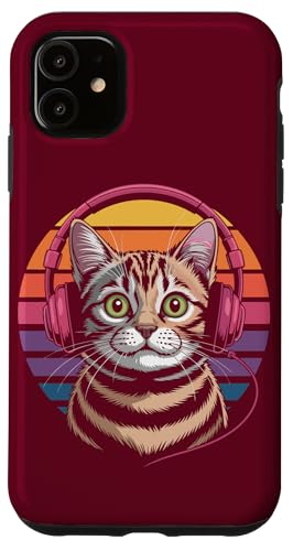 Vintage Katze Kopfhörer Musik Katze Hülle für iPhone 11 von Cat Lover Gifts & Tees