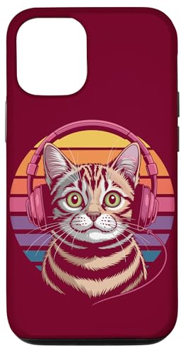 Vintage Katze Kopfhörer Musik Katze Hülle für iPhone 12/12 Pro von Cat Lover Gifts & Tees