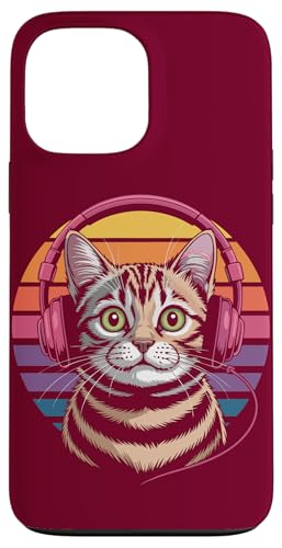 Vintage Katze Kopfhörer Musik Katze Hülle für iPhone 13 Pro Max von Cat Lover Gifts & Tees