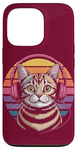 Vintage Katze Kopfhörer Musik Katze Hülle für iPhone 13 Pro von Cat Lover Gifts & Tees