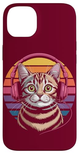 Vintage Katze Kopfhörer Musik Katze Hülle für iPhone 14 Plus von Cat Lover Gifts & Tees