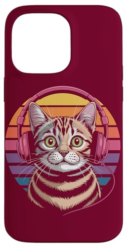 Vintage Katze Kopfhörer Musik Katze Hülle für iPhone 14 Pro Max von Cat Lover Gifts & Tees