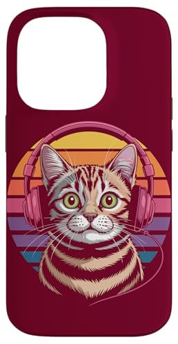 Vintage Katze Kopfhörer Musik Katze Hülle für iPhone 14 Pro von Cat Lover Gifts & Tees
