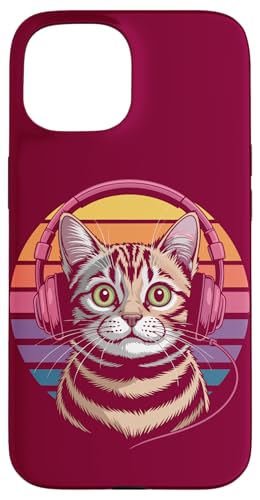 Vintage Katze Kopfhörer Musik Katze Hülle für iPhone 15 von Cat Lover Gifts & Tees