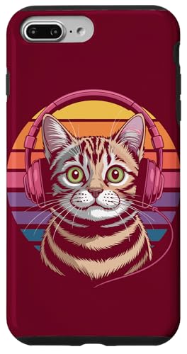 Vintage Katze Kopfhörer Musik Katze Hülle für iPhone 7 Plus/8 Plus von Cat Lover Gifts & Tees