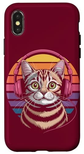 Vintage Katze Kopfhörer Musik Katze Hülle für iPhone X/XS von Cat Lover Gifts & Tees