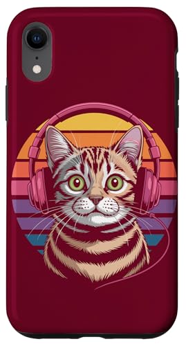 Vintage Katze Kopfhörer Musik Katze Hülle für iPhone XR von Cat Lover Gifts & Tees