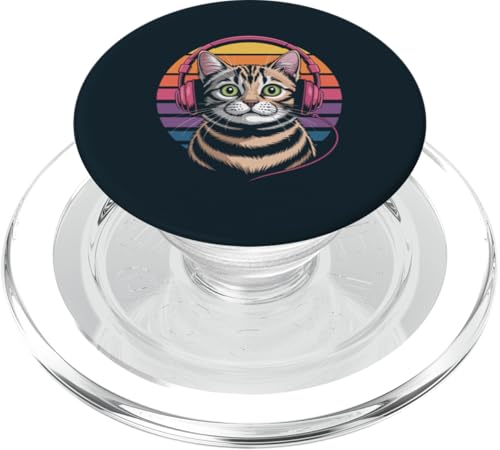 Vintage Katze Kopfhörer Musik Katze PopSockets PopGrip für MagSafe von Cat Lover Gifts & Tees
