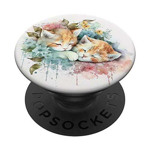Aquarell-Katzenbild, Katze PopSockets mit austauschbarem PopGrip von Cat Lover Kitty Gifts