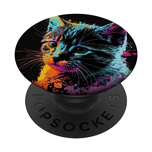 Aquarellfarben Katze, Katze PopSockets mit austauschbarem PopGrip von Cat Lover Kitty Gifts