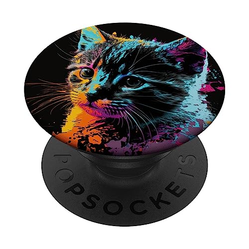 Cat Lover Kitty Gifts Aquarell-Katze PopSockets Klebender PopGrip für Smartphone von Cat Lover Kitty Gifts