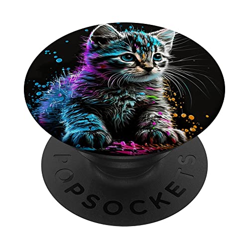 Wasserfarben Katze, Katze PopSockets mit austauschbarem PopGrip von Cat Lover Kitty Gifts