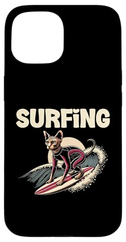 Surfer Surfer Ocean Cat Enthusiast Feline Kitten Lover Hülle für iPhone 15 Surfer Surfer Ocean Cat Enthusiast Feline Kitten Lover Hülle für iPhone 15 von Cat Lover Sayings For Sphynx Lover Gifts