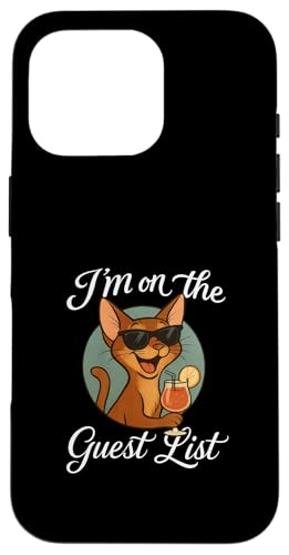 Abessinische Katze Gästeliste Lustige Katzenparty Hülle für iPhone 16 Pro Abessinische Katze Gästeliste Lustige Katzenparty Hülle für iPhone 16 Pro von Cat Pop Art Store
