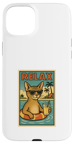 Abessinische Katze Relaxing Beach Comic Book Style Relax Hülle für iPhone 15 Plus Abessinische Katze Relaxing Beach Comic Book Style Relax Hülle für iPhone 15 Plus von Cat Pop Art Store