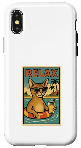 Abessinische Katze Relaxing Beach Comic Book Style Relax Hülle für iPhone X/XS Abessinische Katze Relaxing Beach Comic Book Style Relax Hülle für iPhone X/XS von Cat Pop Art Store