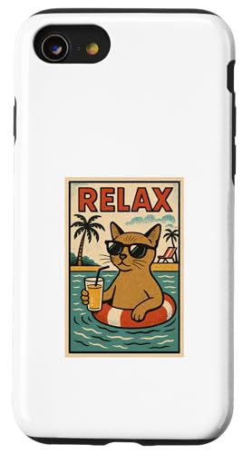 Burmesische Katze entspannend cool Comic Book Style Relax Hülle für iPhone SE (2020) / 7 / 8 von Cat Pop Art Store