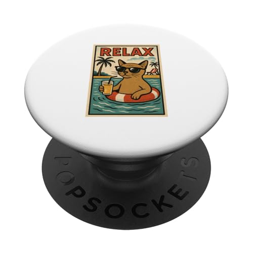 Burmesische Katze entspannend cool Comic Book Style Relax PopSockets Klebender PopGrip von Cat Pop Art Store
