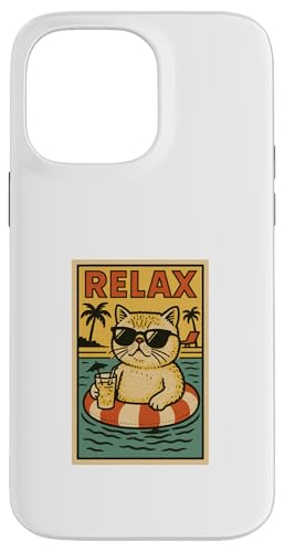 Exotische Kurzhaarkatze Relaxing Beach Comic Bookstyle Relax Hülle für iPhone 14 Pro Max Exotische Kurzhaarkatze Relaxing Beach Comic Bookstyle Relax Hülle für iPhone 14 Pro Max von Cat Pop Art Store