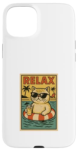 Exotische Kurzhaarkatze Relaxing Beach Comic Bookstyle Relax Hülle für iPhone 15 Plus Exotische Kurzhaarkatze Relaxing Beach Comic Bookstyle Relax Hülle für iPhone 15 Plus von Cat Pop Art Store