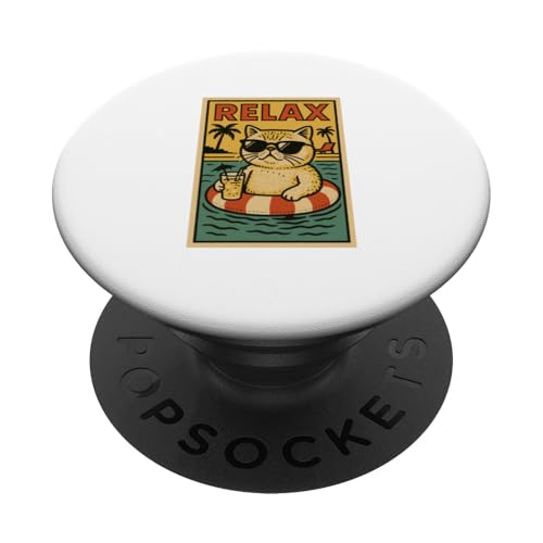 Exotische Kurzhaarkatze Relaxing Beach Comic Bookstyle Relax PopSockets Klebender PopGrip Exotische Kurzhaarkatze Relaxing Beach Comic Bookstyle Relax PopSockets Klebender PopGrip von Cat Pop Art Store