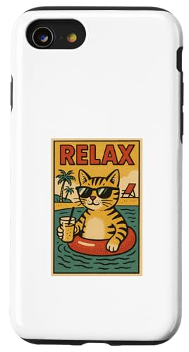 Kurzhaarkatze für Haustiere, entspannend, cool, im Comicbuch-Stil, Relax Hülle für iPhone SE (2020) / 7 / 8 von Cat Pop Art Store