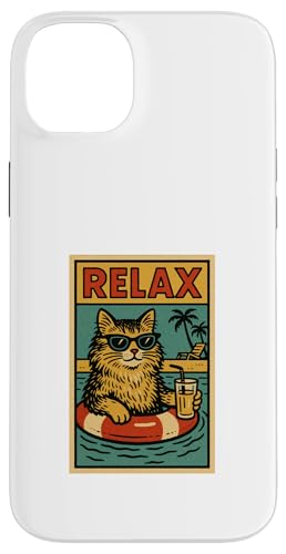 Langhaarige Hauskatze zum Relaxen am Strand im Comicbuch-Stil Hülle für iPhone 14 Plus Langhaarige Hauskatze zum Relaxen am Strand im Comicbuch-Stil Hülle für iPhone 14 Plus von Cat Pop Art Store