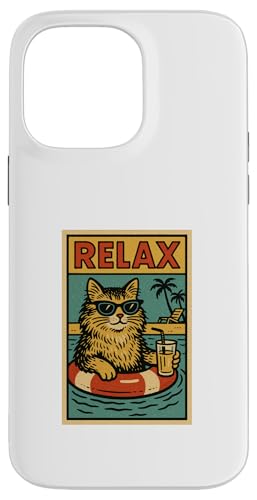 Langhaarige Hauskatze zum Relaxen am Strand im Comicbuch-Stil Hülle für iPhone 14 Pro Max Langhaarige Hauskatze zum Relaxen am Strand im Comicbuch-Stil Hülle für iPhone 14 Pro Max von Cat Pop Art Store