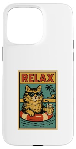 Langhaarige Hauskatze zum Relaxen am Strand im Comicbuch-Stil Hülle für iPhone 15 Pro Max Langhaarige Hauskatze zum Relaxen am Strand im Comicbuch-Stil Hülle für iPhone 15 Pro Max von Cat Pop Art Store