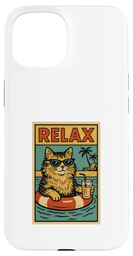 Langhaarige Hauskatze zum Relaxen am Strand im Comicbuch-Stil Hülle für iPhone 15 Langhaarige Hauskatze zum Relaxen am Strand im Comicbuch-Stil Hülle für iPhone 15 von Cat Pop Art Store