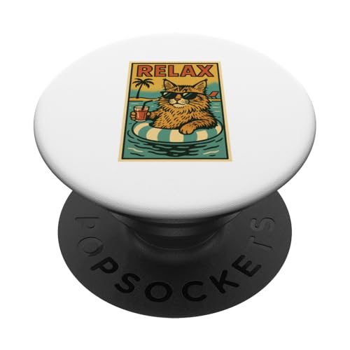 Maine Coon Cat, entspannend, cool, im Comic-Stil, Relax PopSockets Klebender PopGrip Maine Coon Cat, entspannend, cool, im Comic-Stil, Relax PopSockets Klebender PopGrip von Cat Pop Art Store