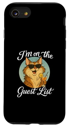 Maine Coon Cat Gästeliste Lustige Katzenparty Hülle für iPhone SE (2020) / 7 / 8 von Cat Pop Art Store