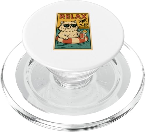 Perserkatze Relaxing on Beach Cool Comic Book Style Relax PopSockets PopGrip für MagSafe Perserkatze Relaxing on Beach Cool Comic Book Style Relax PopSockets PopGrip für MagSafe von Cat Pop Art Store
