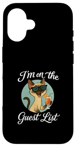 Siamkatze Gästeliste Lustige Katzenparty Hülle für iPhone 16 Siamkatze Gästeliste Lustige Katzenparty Hülle für iPhone 16 von Cat Pop Art Store