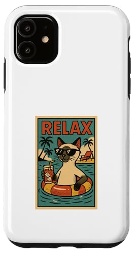 Siamkatze Relaxing Beach Comic Book Style Relax Hülle für iPhone 11 Siamkatze Relaxing Beach Comic Book Style Relax Hülle für iPhone 11 von Cat Pop Art Store