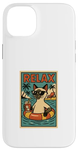 Siamkatze Relaxing Beach Comic Book Style Relax Hülle für iPhone 14 Plus Siamkatze Relaxing Beach Comic Book Style Relax Hülle für iPhone 14 Plus von Cat Pop Art Store
