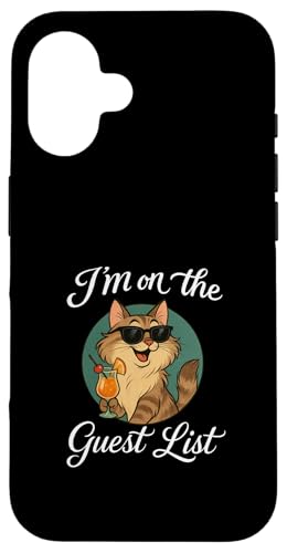 Sibirische Katze Gästeliste Lustige Katzenparty Hülle für iPhone 16 Sibirische Katze Gästeliste Lustige Katzenparty Hülle für iPhone 16 von Cat Pop Art Store