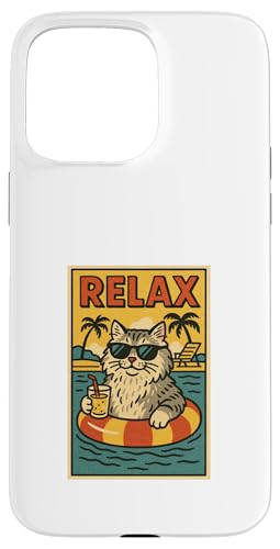 Sibirische Katze Relaxing Beach Comic Book Style Relax Hülle für iPhone 15 Pro Max Sibirische Katze Relaxing Beach Comic Book Style Relax Hülle für iPhone 15 Pro Max von Cat Pop Art Store