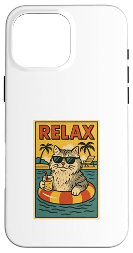 Sibirische Katze Relaxing Beach Comic Book Style Relax Hülle für iPhone 16 Pro Max Sibirische Katze Relaxing Beach Comic Book Style Relax Hülle für iPhone 16 Pro Max von Cat Pop Art Store