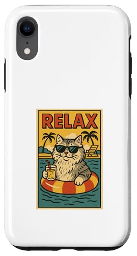 Sibirische Katze Relaxing Beach Comic Book Style Relax Hülle für iPhone XR Sibirische Katze Relaxing Beach Comic Book Style Relax Hülle für iPhone XR von Cat Pop Art Store
