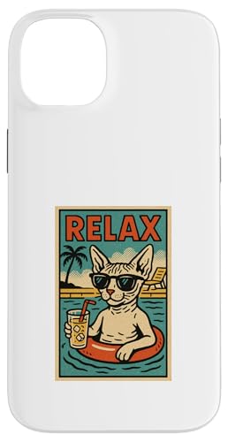 Sphynx Katze Relaxing Beach Comic Book Style Relax Hülle für iPhone 14 Plus Sphynx Katze Relaxing Beach Comic Book Style Relax Hülle für iPhone 14 Plus von Cat Pop Art Store