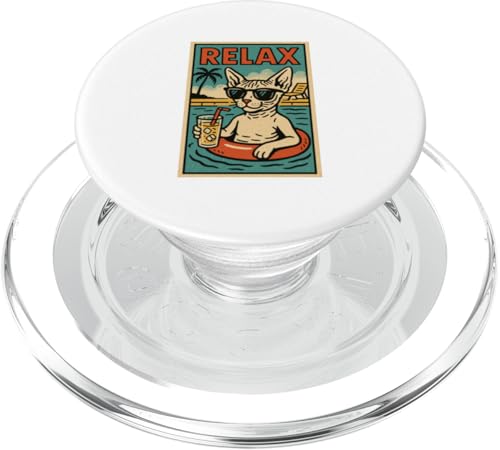 Sphynx Katze Relaxing Beach Comic Book Style Relax PopSockets PopGrip für MagSafe Sphynx Katze Relaxing Beach Comic Book Style Relax PopSockets PopGrip für MagSafe von Cat Pop Art Store