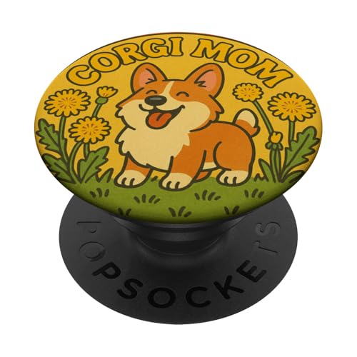 Abbildung „Welsh Corgi Mama“, Motiv: Corgis-Hund PopSockets Klebender PopGrip von Cat Snugg